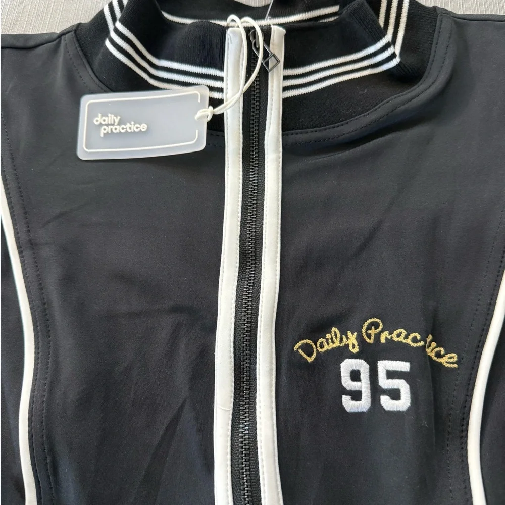 Daily Practice Black Quarter Zip Drop Waist Mini Dress Size M NWT - Picture 6 of 6